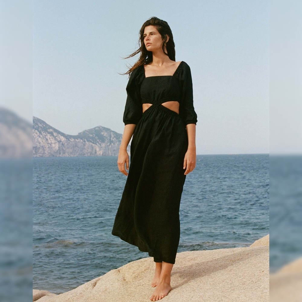 Vitamin A Cierra Cut Out Dress - Black EcoLinen